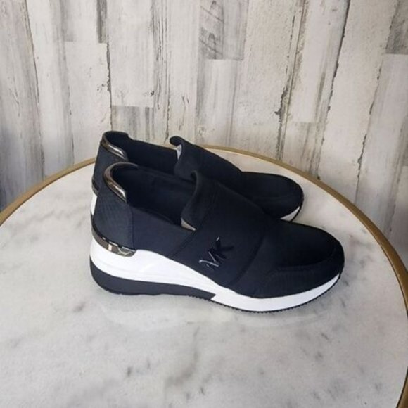 Michael Kors Felix Canvas Snake-Embossed Nubuck Trainer Sneakers - Picture 3 of 4